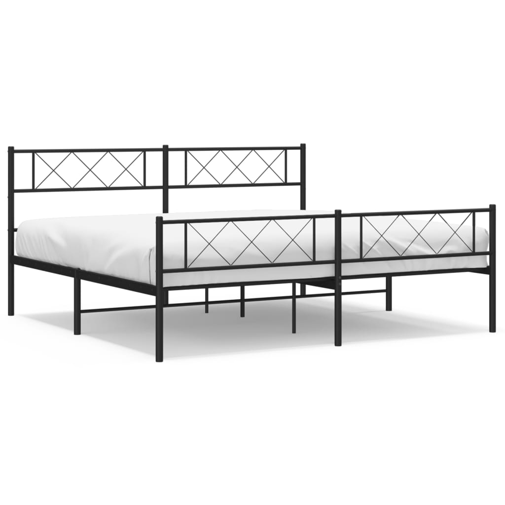 8721012190788_a_en_hd_1 vidaXL Metal Bed Frame without Mattress with Footboard Black 183x203 cm King - Image 2