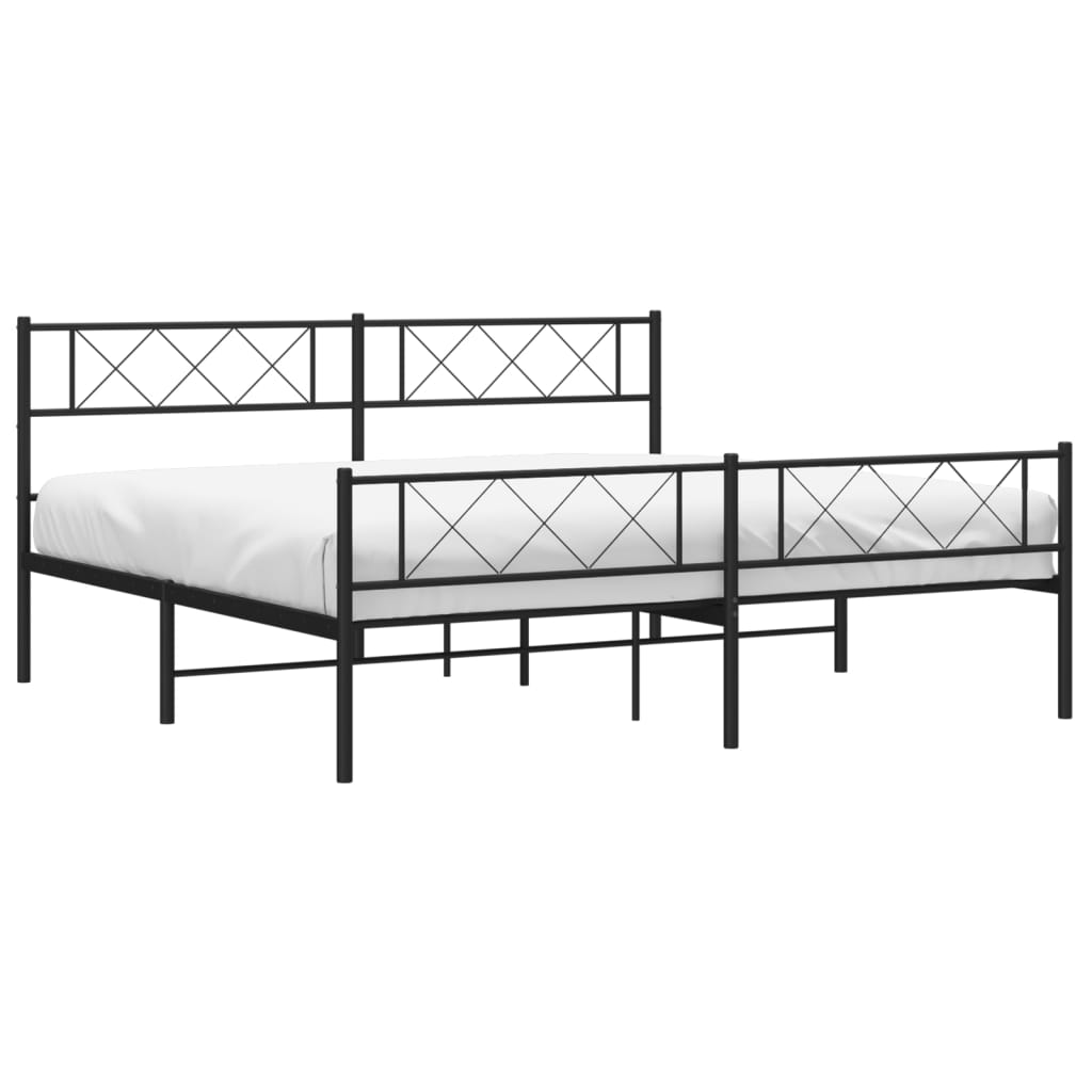 8721012190788_g_en_hd_1 vidaXL Metal Bed Frame without Mattress with Footboard Black 183x203 cm King - Image 3