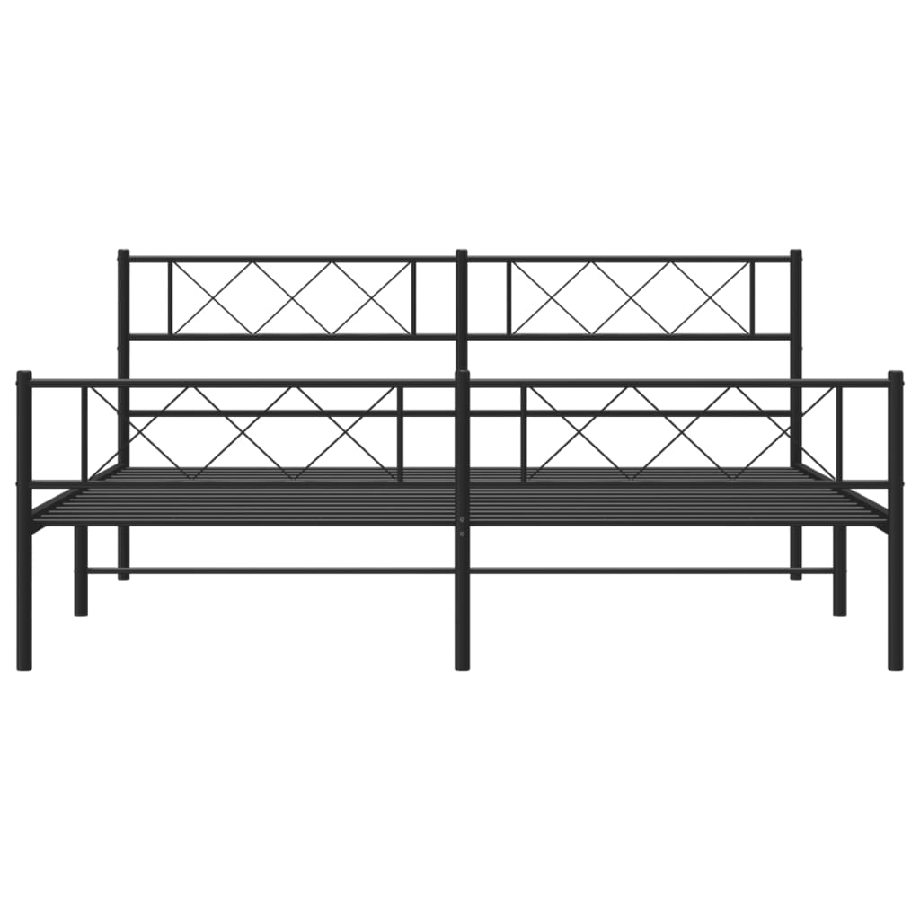 8721012190788_g_en_hd_2 vidaXL Metal Bed Frame without Mattress with Footboard Black 183x203 cm King - Image 4