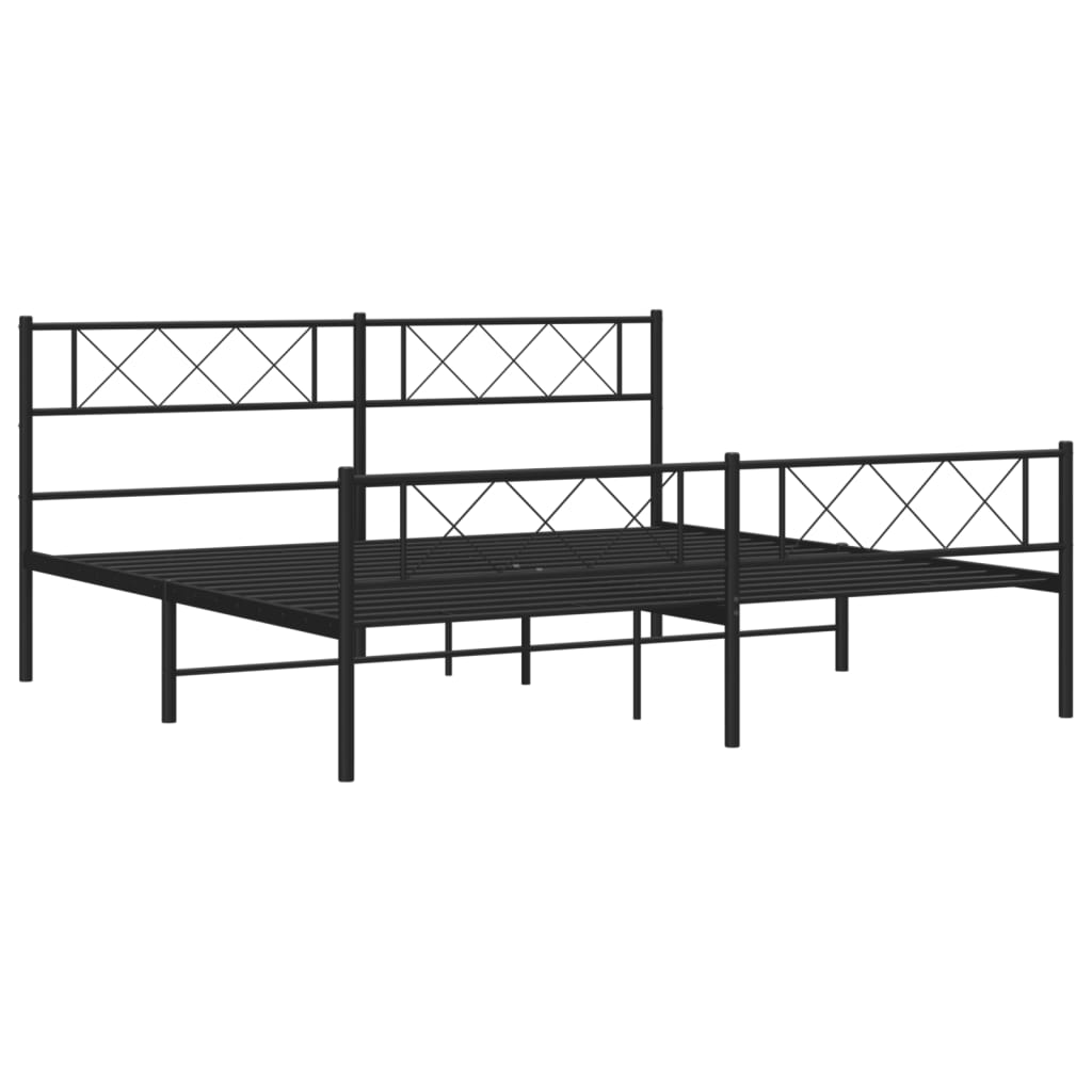 8721012190788_g_en_hd_3 vidaXL Metal Bed Frame without Mattress with Footboard Black 183x203 cm King - Image 5