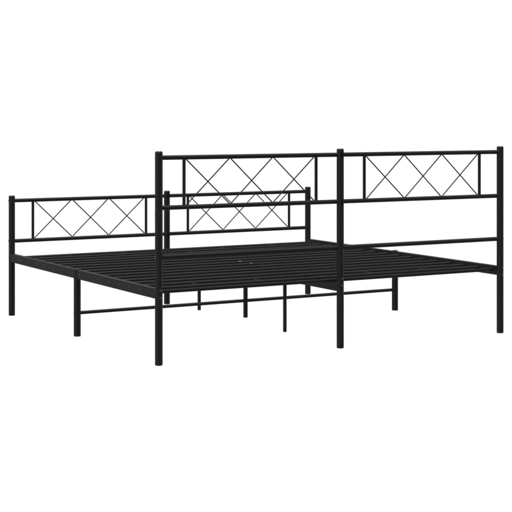 8721012190788_g_en_hd_5 vidaXL Metal Bed Frame without Mattress with Footboard Black 183x203 cm King - Image 7