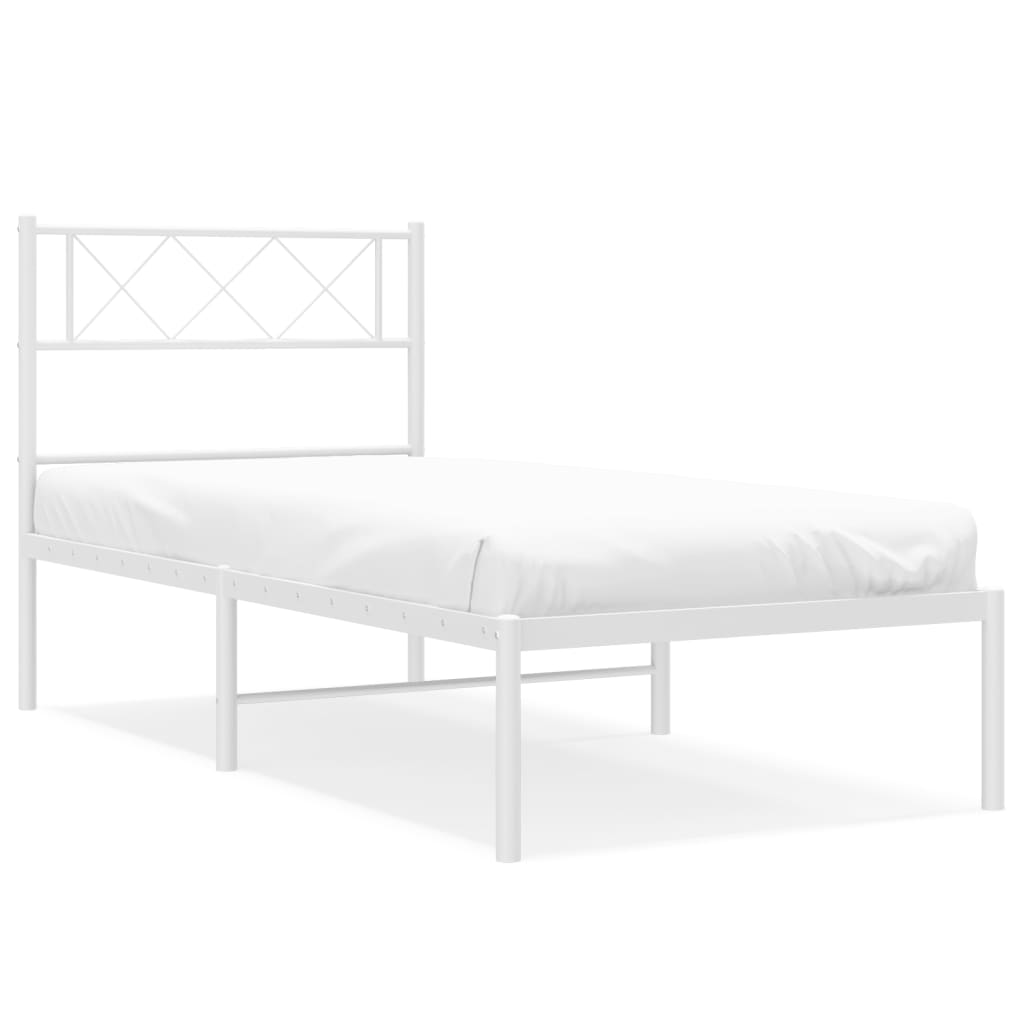 8721012191013_a_en_hd_1 vidaXL Metal Bed Frame without Mattress with Headboard White 107x203 cm King Single - Image 2
