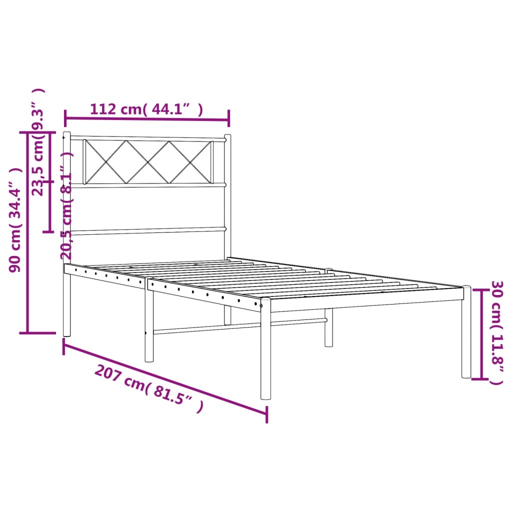 8721012191013_g_en_hd_7 vidaXL Metal Bed Frame without Mattress with Headboard White 107x203 cm King Single - Image 9