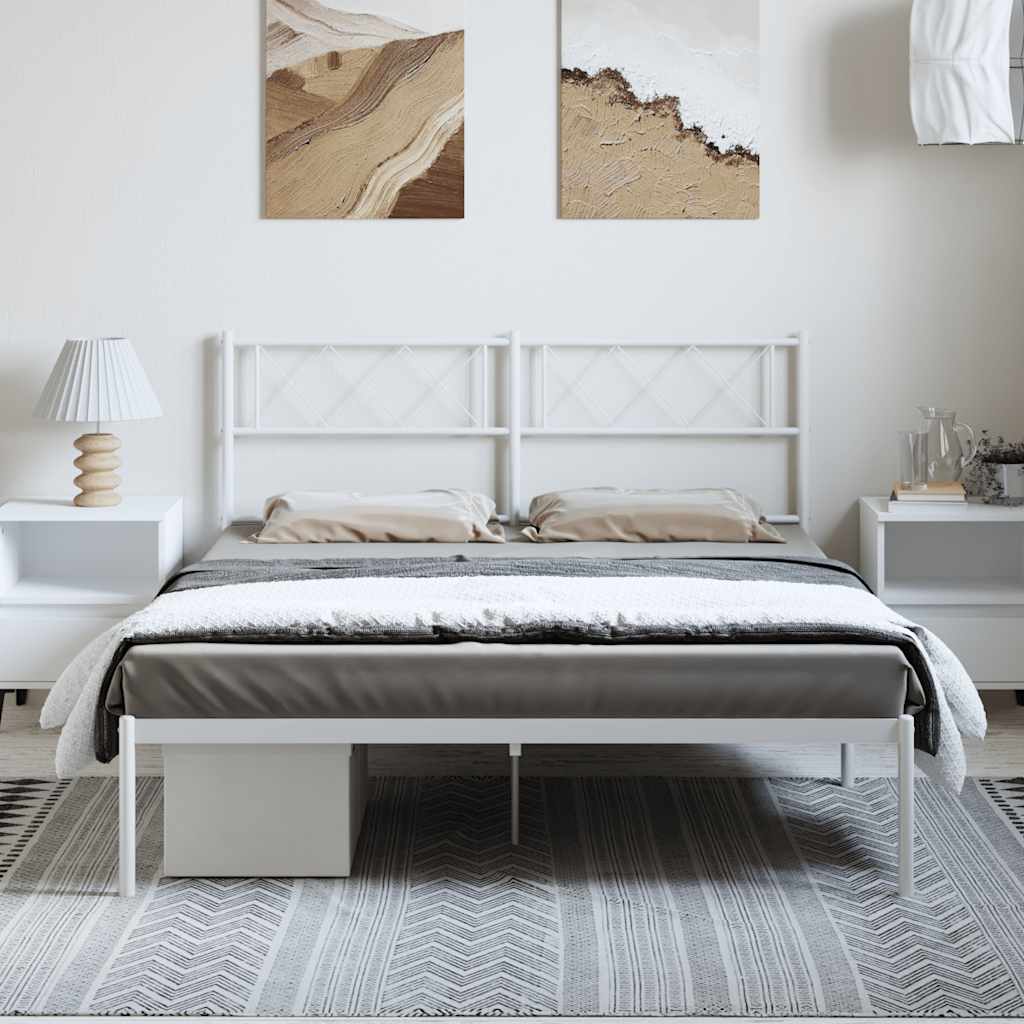 8721012191075_g_en_hd_1 vidaXL Metal Bed Frame without Mattress with Headboard White 150x200 cm - Image 3