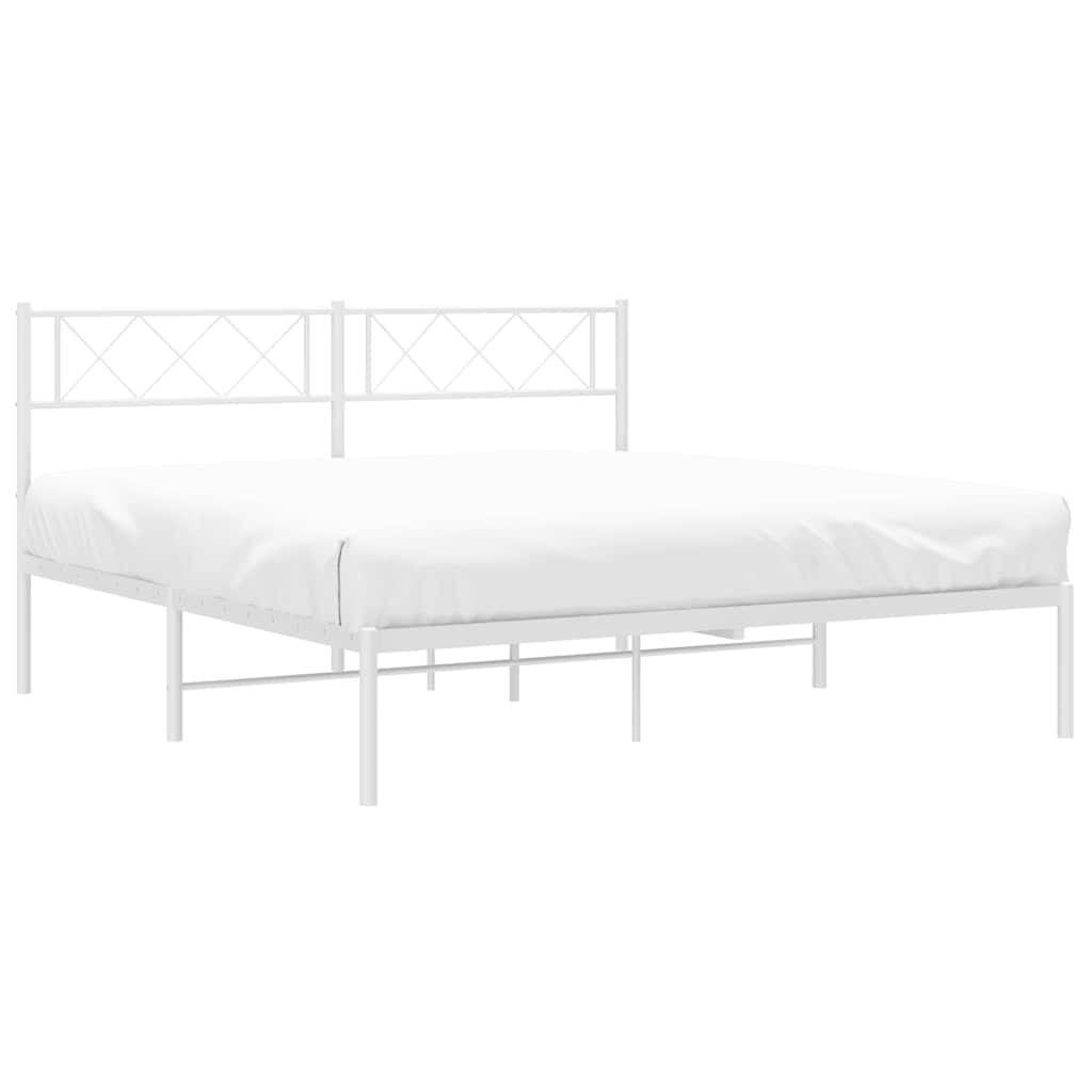 8721012191075_g_en_hd_2 vidaXL Metal Bed Frame without Mattress with Headboard White 150x200 cm - Image 4