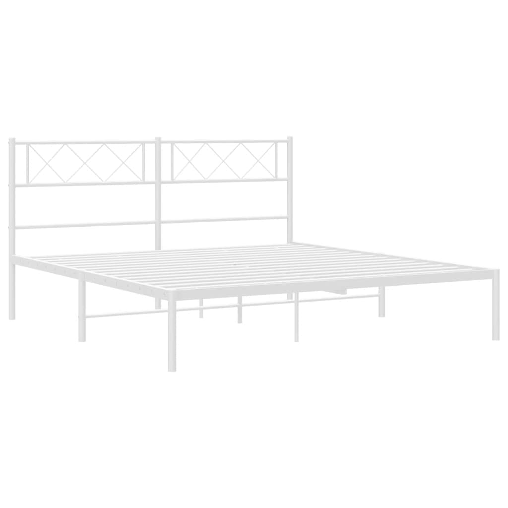 8721012191075_g_en_hd_3 vidaXL Metal Bed Frame without Mattress with Headboard White 150x200 cm - Image 5