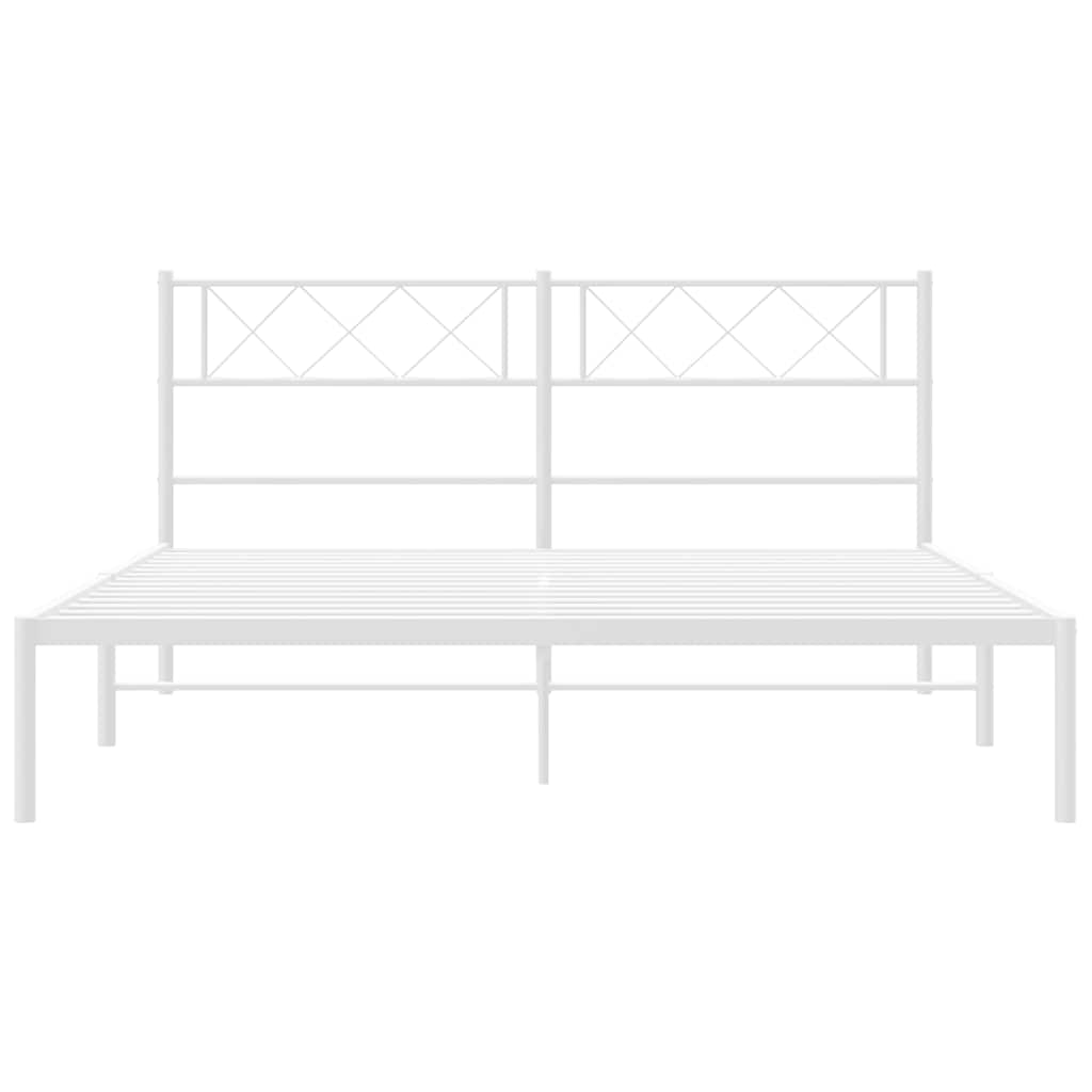 8721012191075_g_en_hd_4 vidaXL Metal Bed Frame without Mattress with Headboard White 150x200 cm - Image 6