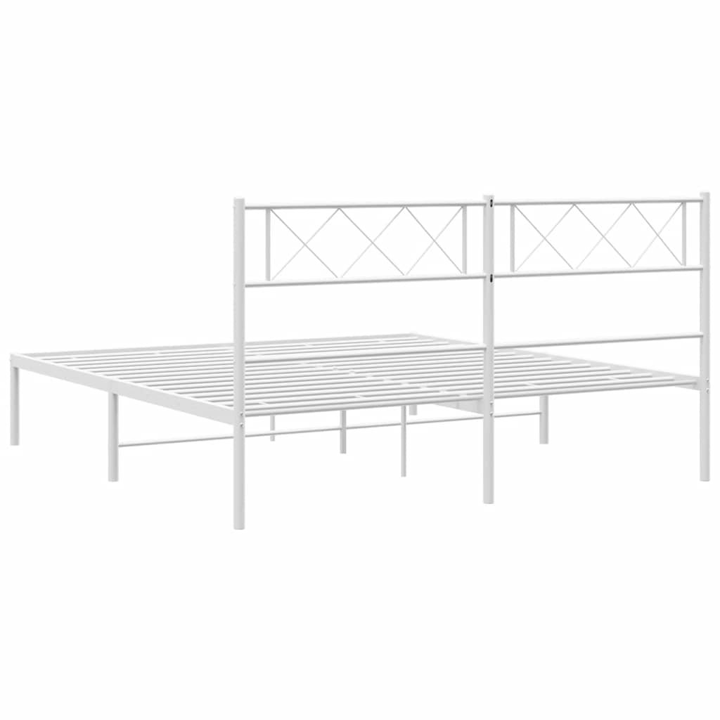 8721012191075_g_en_hd_6 vidaXL Metal Bed Frame without Mattress with Headboard White 150x200 cm - Image 8