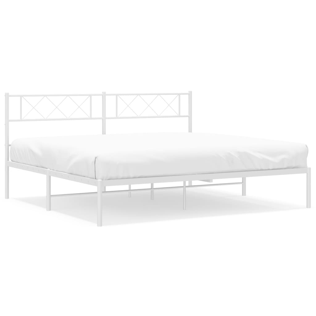 8721012191099_a_en_hd_1 vidaXL Metal Bed Frame without Mattress with Headboard White 183x203 cm King - Image 2