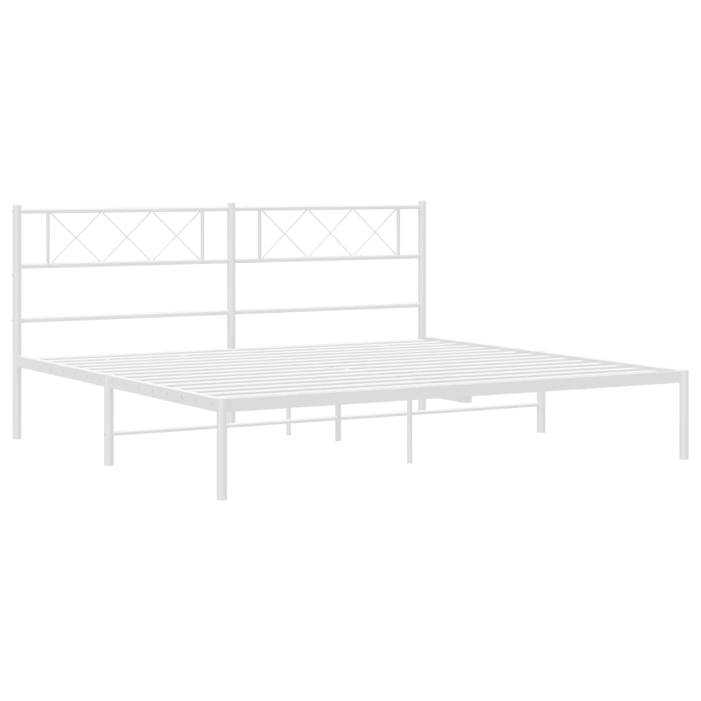 8721012191099_g_en_hd_2 vidaXL Metal Bed Frame without Mattress with Headboard White 183x203 cm King - Image 4
