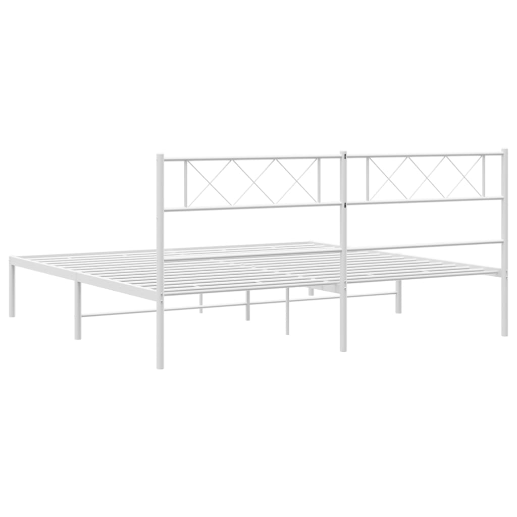 8721012191099_g_en_hd_5 vidaXL Metal Bed Frame without Mattress with Headboard White 183x203 cm King - Image 7