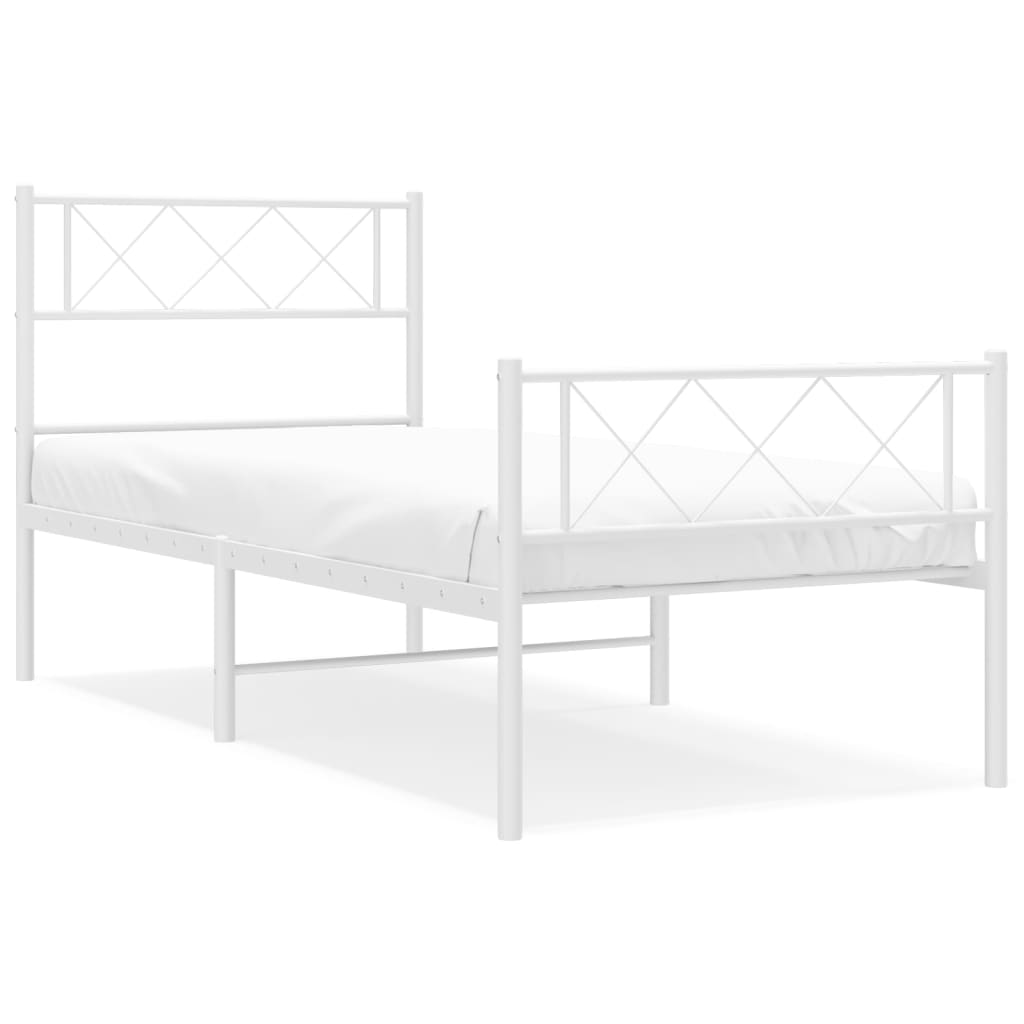 8721012191198_a_en_hd_1 vidaXL Metal Bed Frame without Mattress with Footboard White 107x203 cm King Single - Image 2