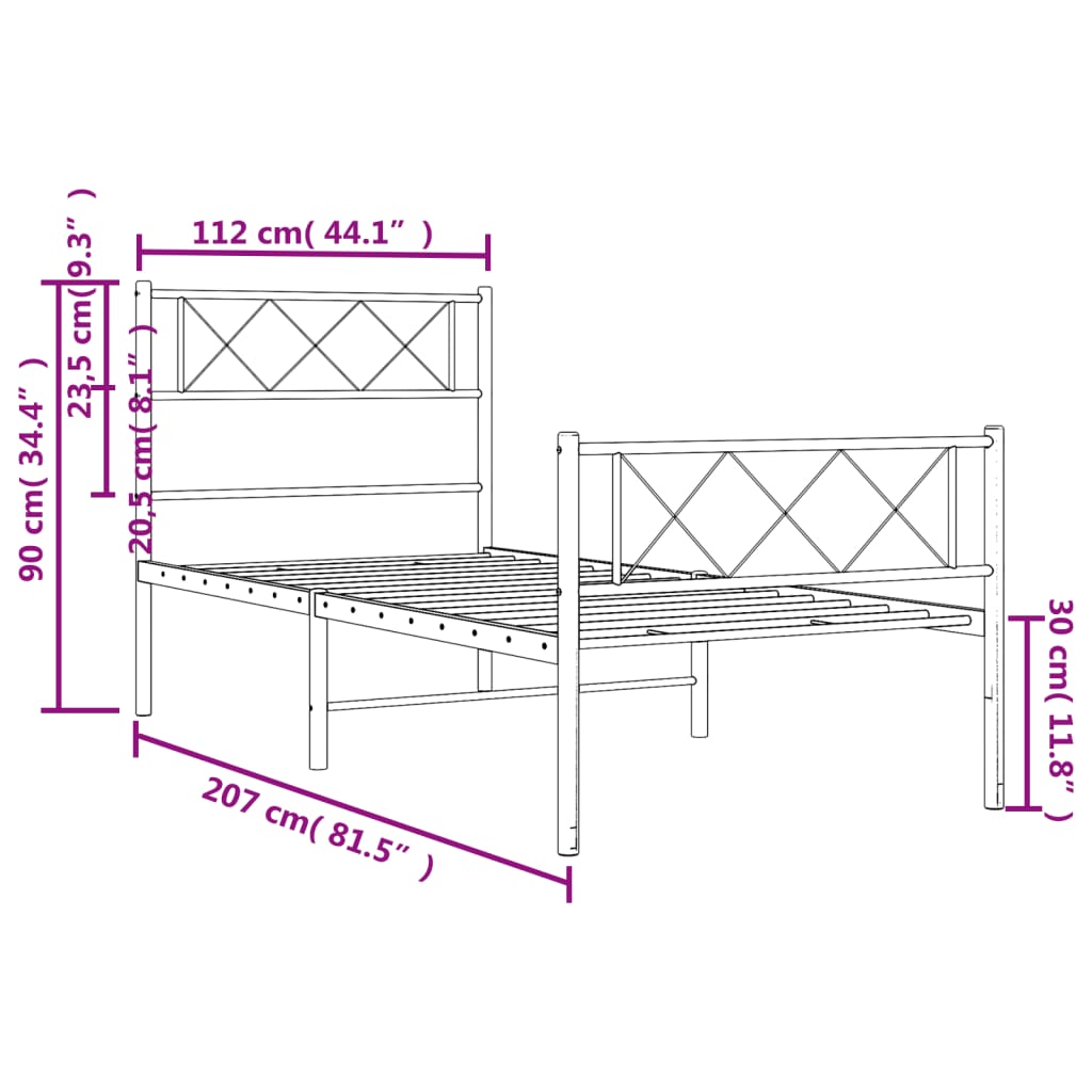 8721012191198_g_en_hd_7 vidaXL Metal Bed Frame without Mattress with Footboard White 107x203 cm King Single - Image 9
