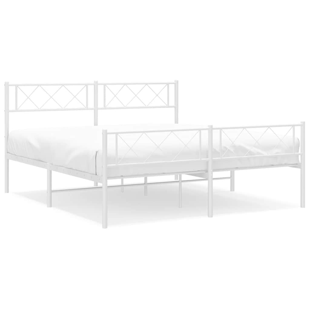 8721012191228_a_en_hd_1 vidaXL Metal Bed Frame without Mattress with Footboard White 135x190 cm - Image 2