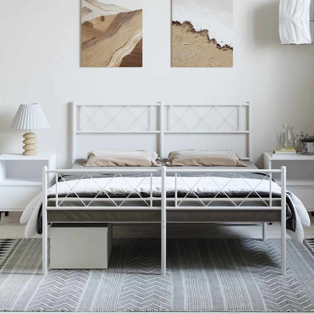 8721012191228_g_en_hd_1 vidaXL Metal Bed Frame without Mattress with Footboard White 135x190 cm - Image 3