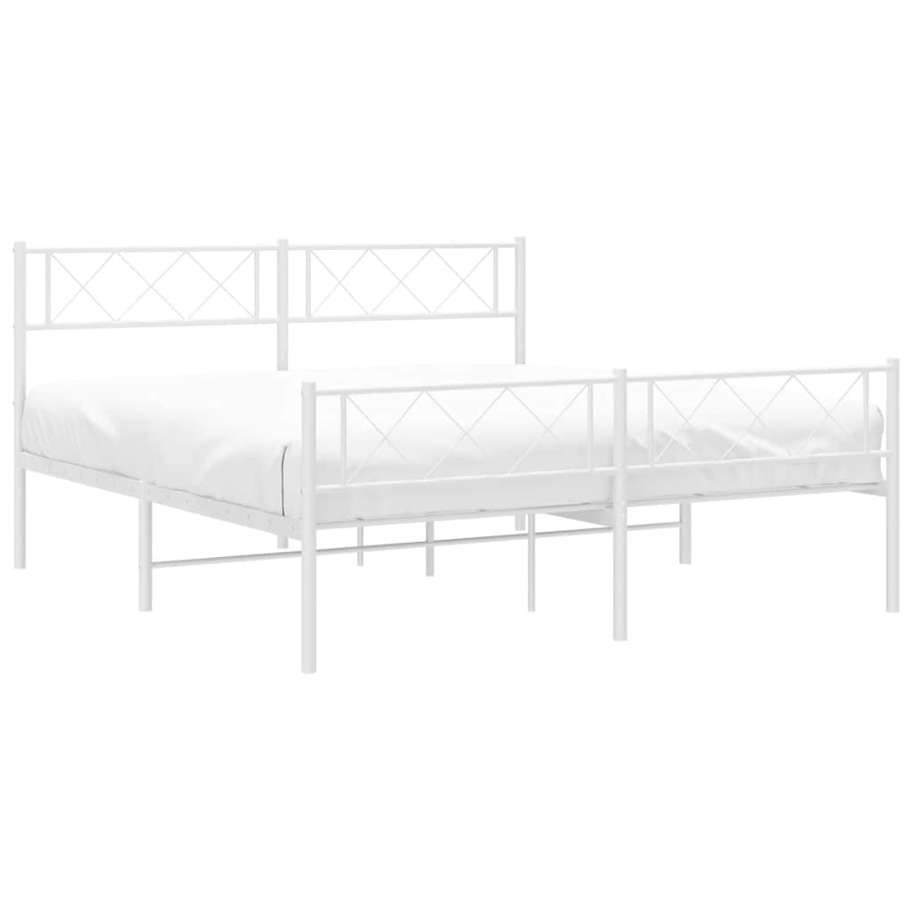8721012191228_g_en_hd_2 vidaXL Metal Bed Frame without Mattress with Footboard White 135x190 cm - Image 4