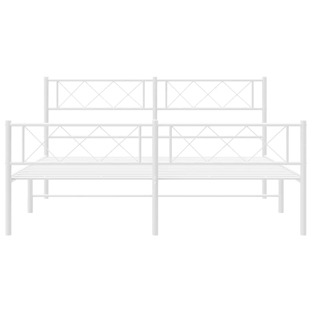 8721012191228_g_en_hd_3 vidaXL Metal Bed Frame without Mattress with Footboard White 135x190 cm - Image 5