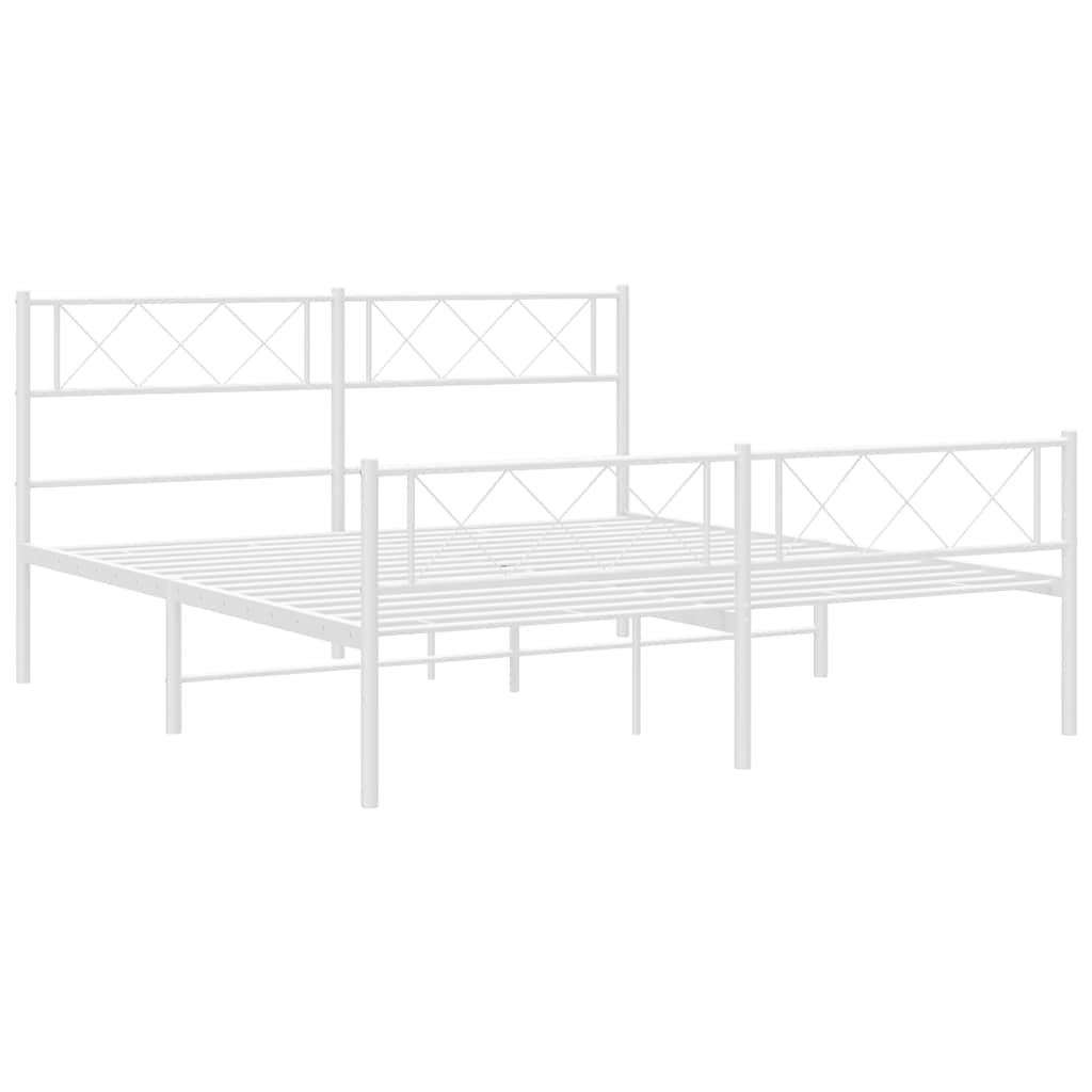 8721012191228_g_en_hd_4 vidaXL Metal Bed Frame without Mattress with Footboard White 135x190 cm - Image 6