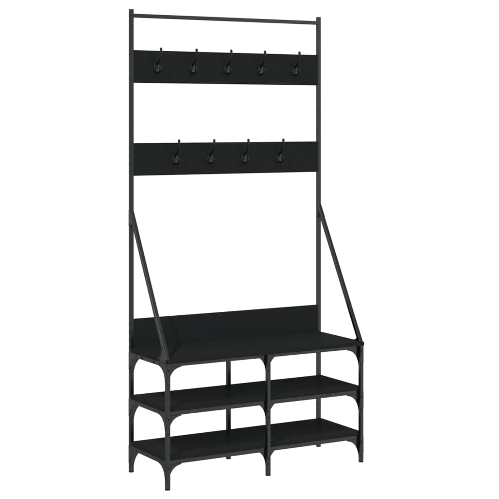 8721012196148_a_en_hd_1 vidaXL Clothes Rack with Shoe Storage Black 90x34x184 cm - Image 2
