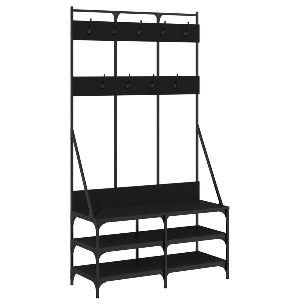 8721012196193_a_en_hd_1 vidaXL Clothes Rack with Shoe Storage Black 100x40x184 cm - Image 2