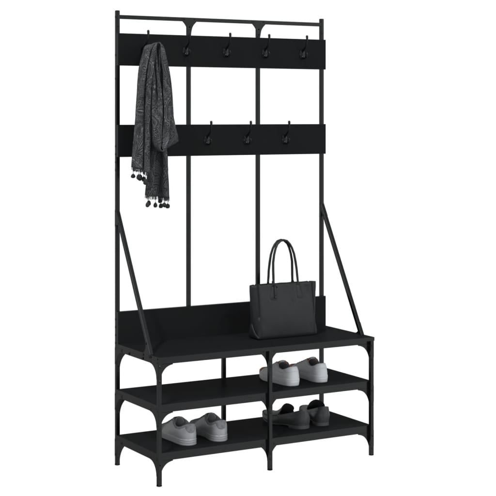 8721012196193_g_en_hd_1 vidaXL Clothes Rack with Shoe Storage Black 100x40x184 cm - Image 4