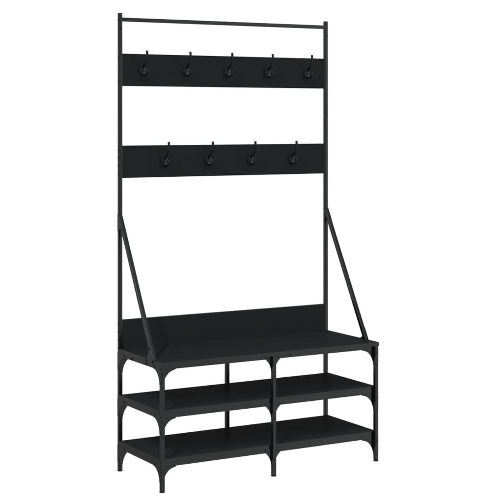 8721012196292_a_en_hd_1 vidaXL Clothes Rack with Shoe Storage Black 100x40x184 cm - Image 2