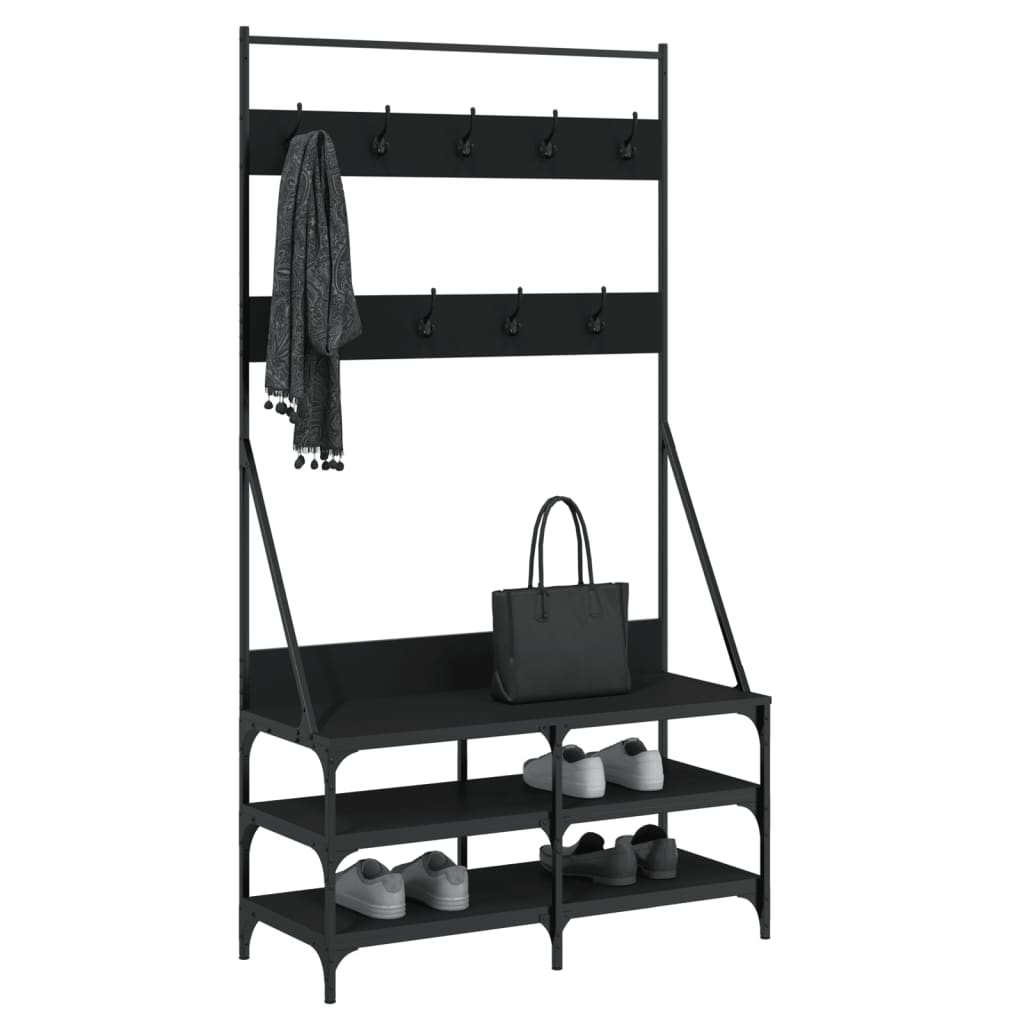 8721012196292_g_en_hd_1 vidaXL Clothes Rack with Shoe Storage Black 100x40x184 cm - Image 4