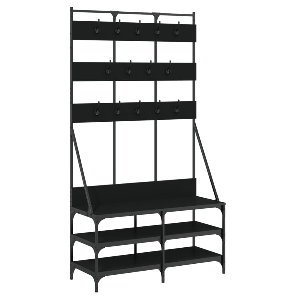8721012196391_a_en_hd_1 vidaXL Clothes Rack with Shoe Storage Black 100x40x184 cm - Image 2