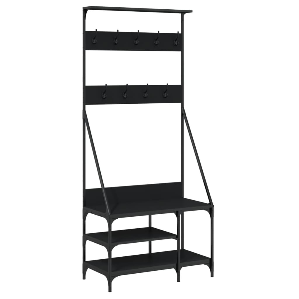 8721012196445_a_en_hd_1 vidaXL Clothes Rack with Shoe Storage Black 80x40x184 cm - Image 2