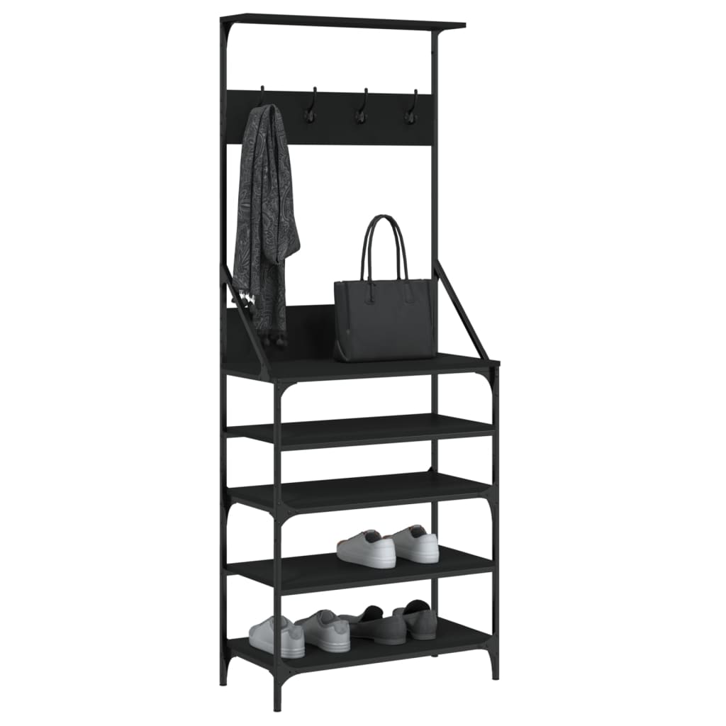 8721012196544_g_en_hd_1 vidaXL Clothes Rack with Shoe Storage Black 70x34x184 cm - Image 4