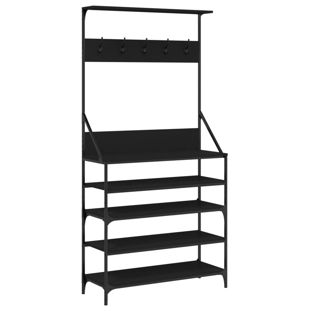 8721012196599_a_en_hd_1 vidaXL Clothes Rack with Shoe Storage Black 90x34x184 cm - Image 2