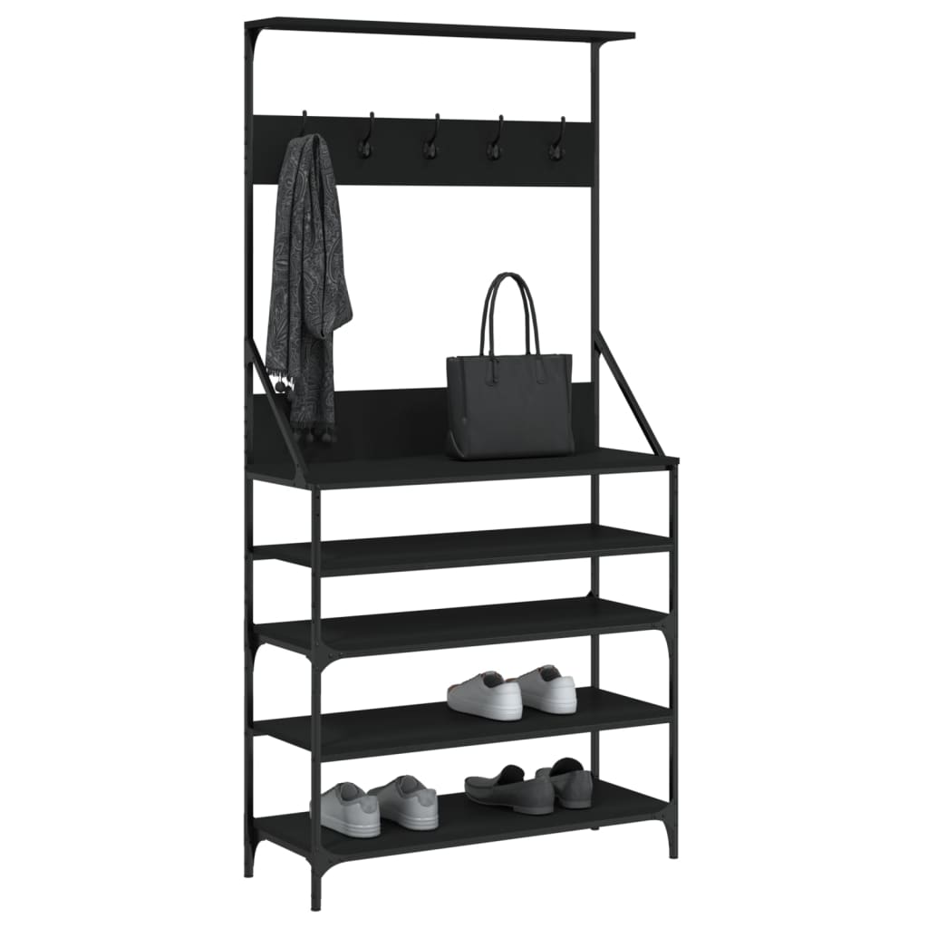 8721012196599_g_en_hd_1 vidaXL Clothes Rack with Shoe Storage Black 90x34x184 cm - Image 4