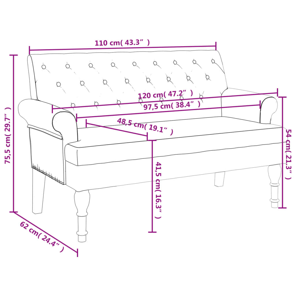 8721012198258_g_en_hd_6 vidaXL Bench with Backrest Light Grey 120x62x75.5 cm Fabric - Image 8