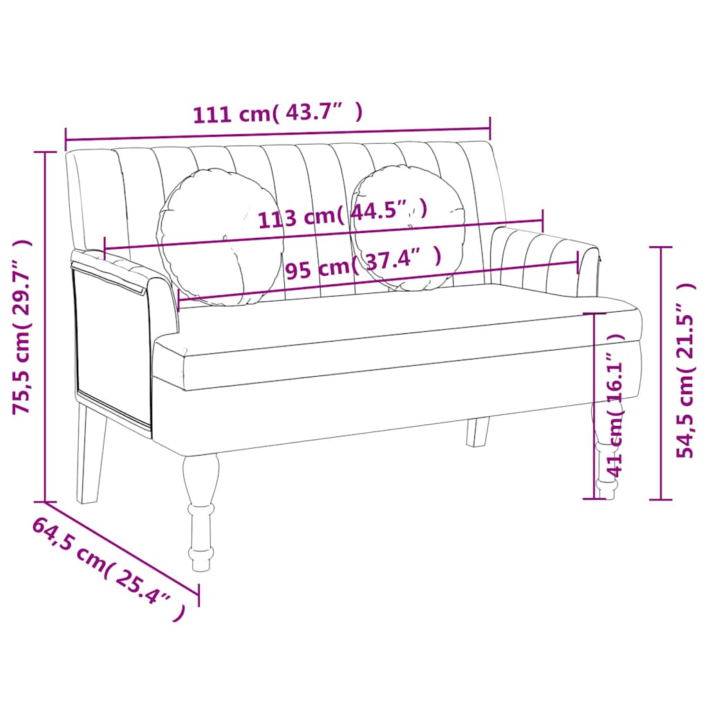 8721012198364_g_en_hd_7 vidaXL Bench with Cushions Dark Grey 113x64.5x75.5 cm Fabric - Image 9