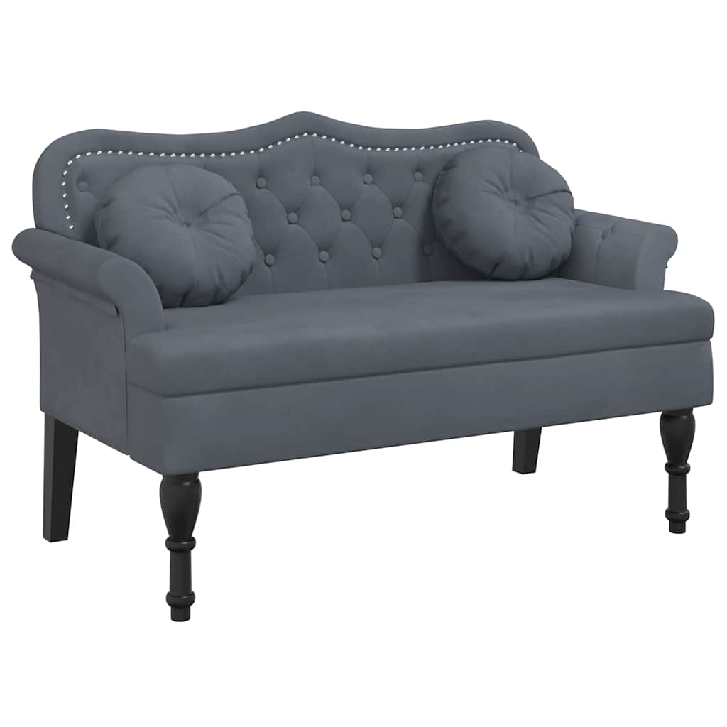 8721012198463_a_en_hd_1 vidaXL Bench with Cushions Dark Grey 120.5x65x75 cm Velvet - Image 2