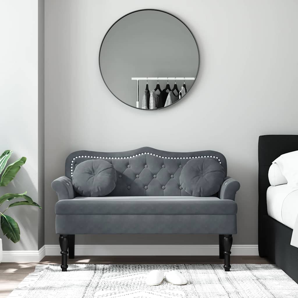8721012198463_g_en_hd_1 vidaXL Bench with Cushions Dark Grey 120.5x65x75 cm Velvet - Image 3