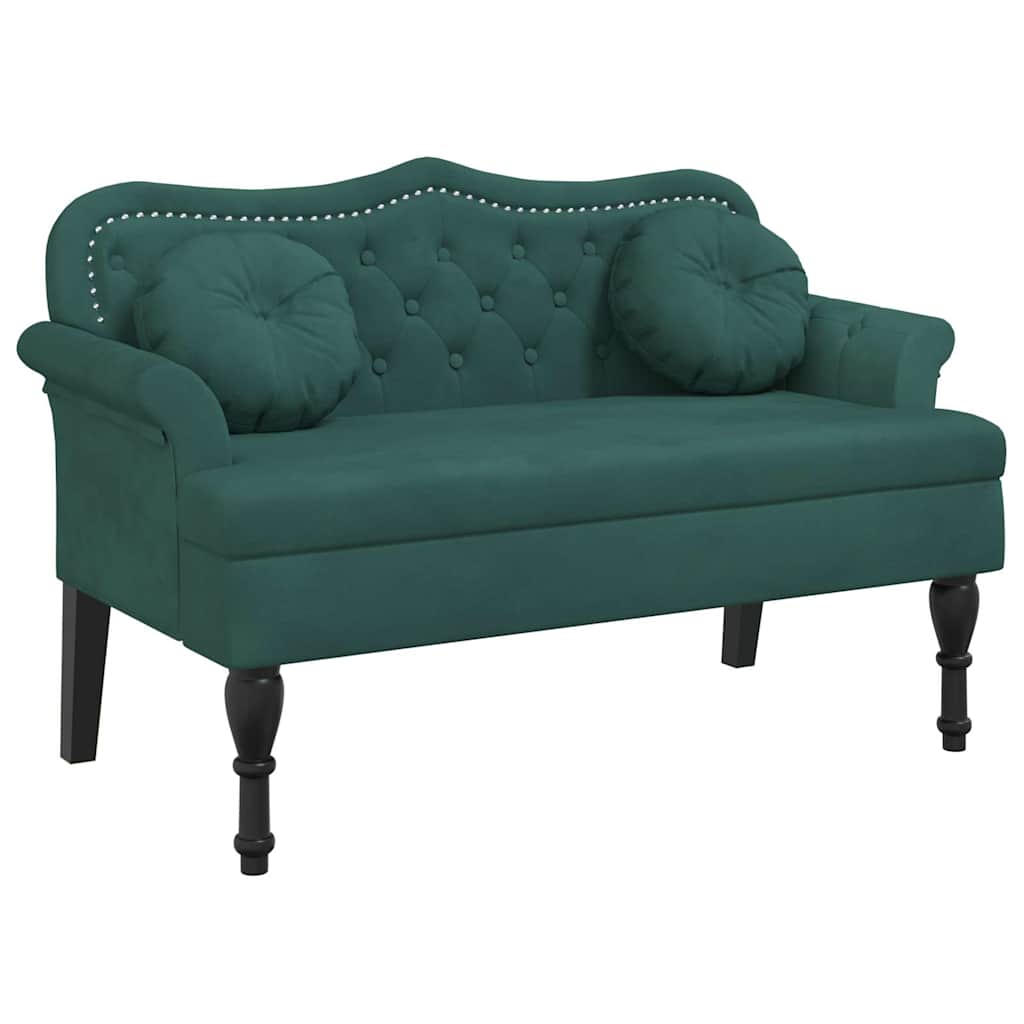 8721012198470_a_en_hd_1 vidaXL Bench with Cushions Dark Green 120.5x65x75 cm Velvet - Image 2