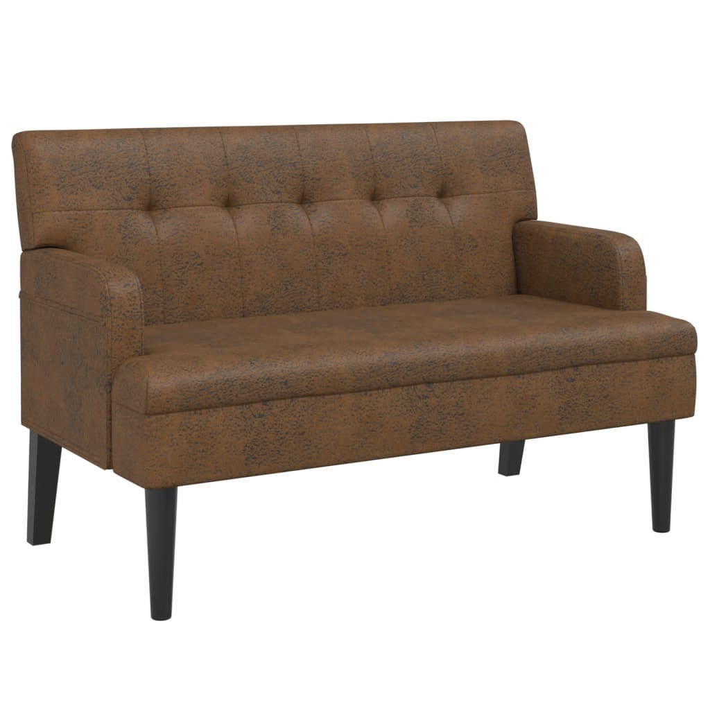 8721012198609_a_en_hd_1 vidaXL Bench with Backrest Brown 112x65.5x75 cm Faux Suede Leather - Image 2