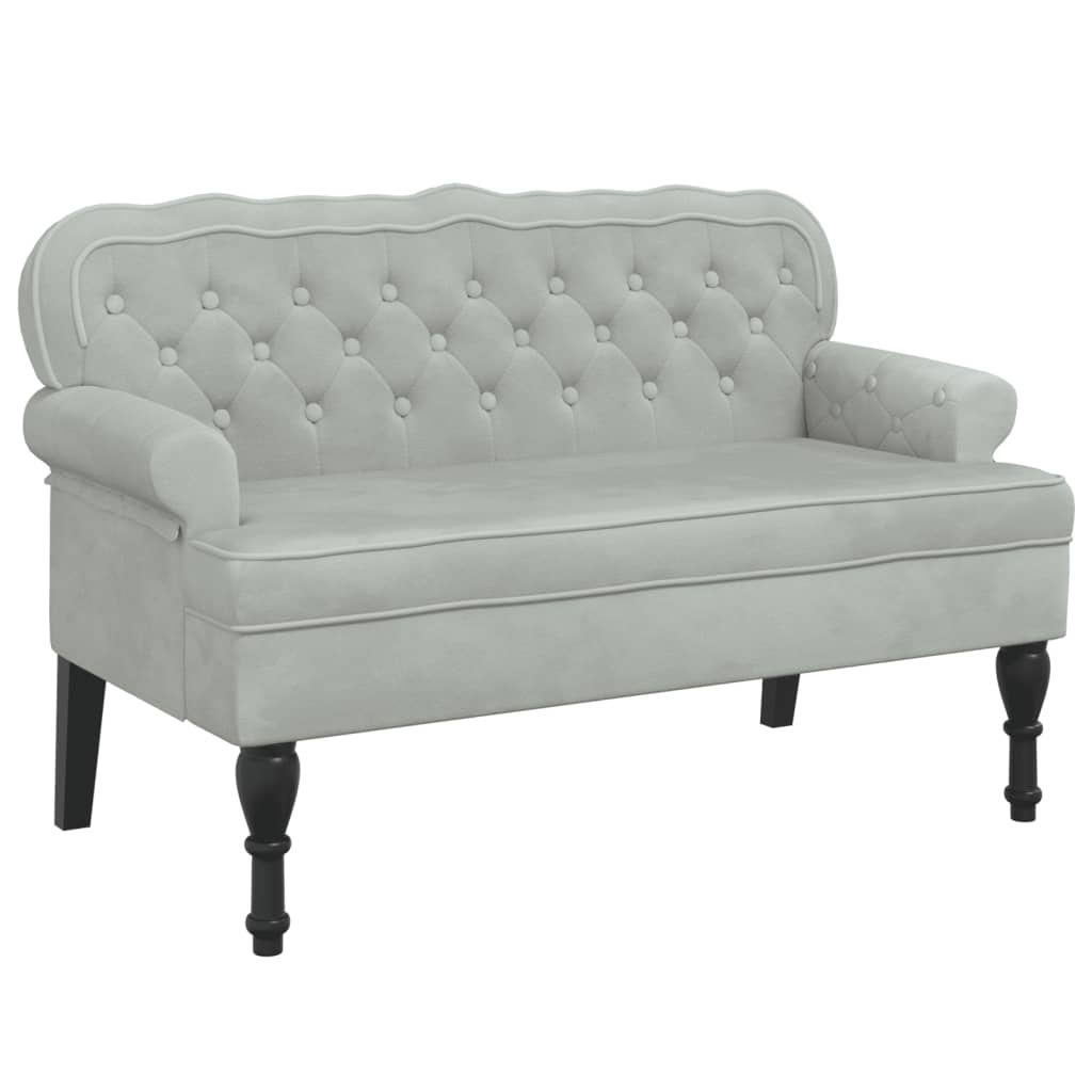 8721012198616_a_en_hd_1 vidaXL Bench with Backrest Light Grey 119.5x64.5x75 cm Velvet - Image 2