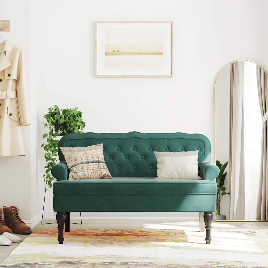 8721012198630_g_en_hd_1 vidaXL Bench with Backrest Dark Green 119.5x64.5x75 cm Velvet - Image 3