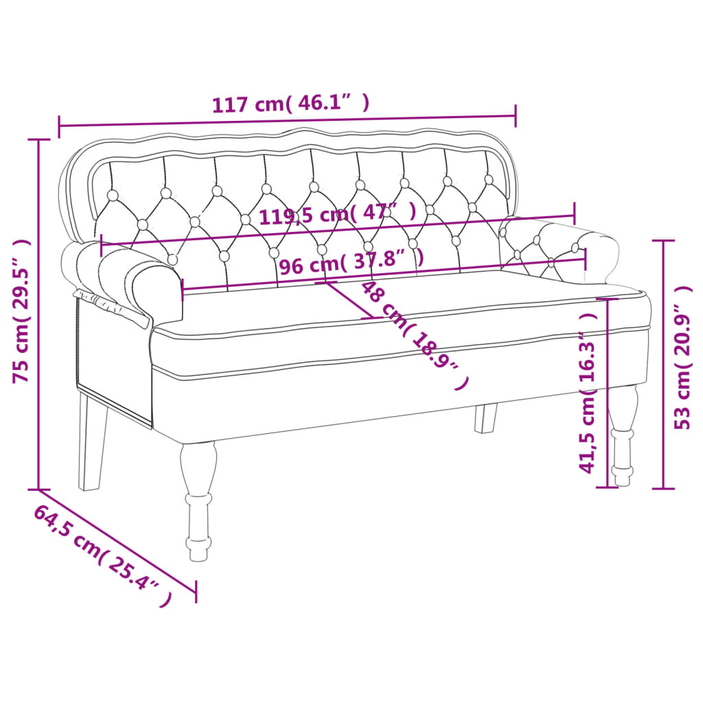 8721012198685_g_en_hd_6 vidaXL Bench with Backrest Cream 119.5x64.5x75 cm Velvet - Image 8