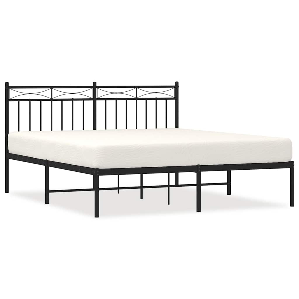 8721012210028_a_en_hd_1 vidaXL Metal Bed Frame without Mattress with Headboard Black 150x200 cm - Image 2