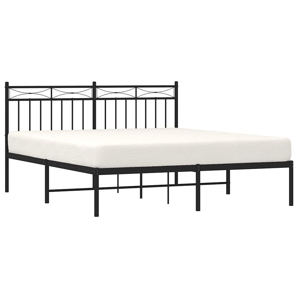 8721012210028_g_en_hd_2 vidaXL Metal Bed Frame without Mattress with Headboard Black 150x200 cm - Image 4