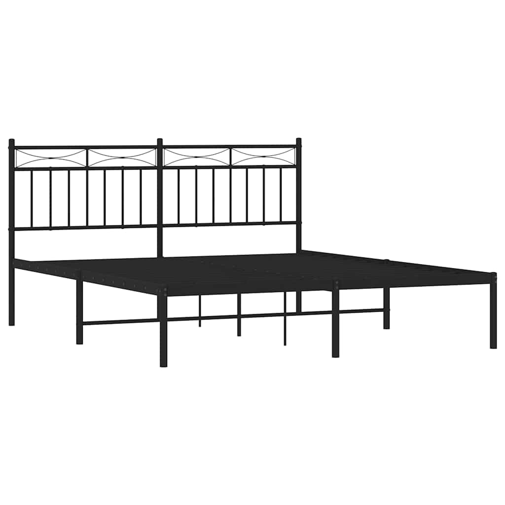 8721012210028_g_en_hd_3 vidaXL Metal Bed Frame without Mattress with Headboard Black 150x200 cm - Image 5