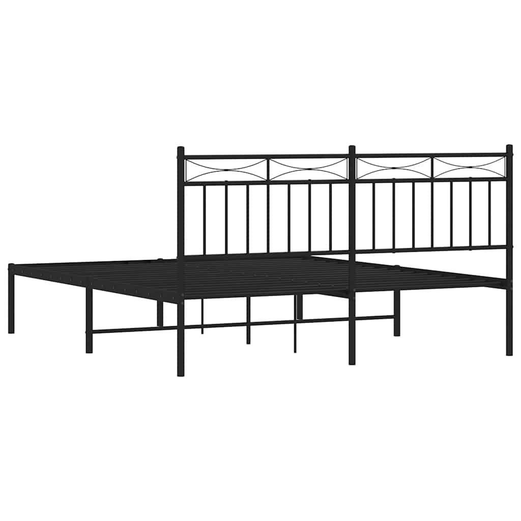 8721012210028_g_en_hd_6 vidaXL Metal Bed Frame without Mattress with Headboard Black 150x200 cm - Image 8
