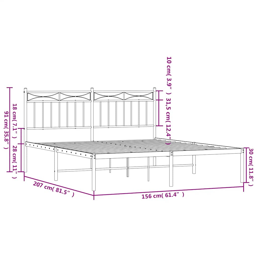 8721012210028_g_en_hd_8 vidaXL Metal Bed Frame without Mattress with Headboard Black 150x200 cm - Image 10