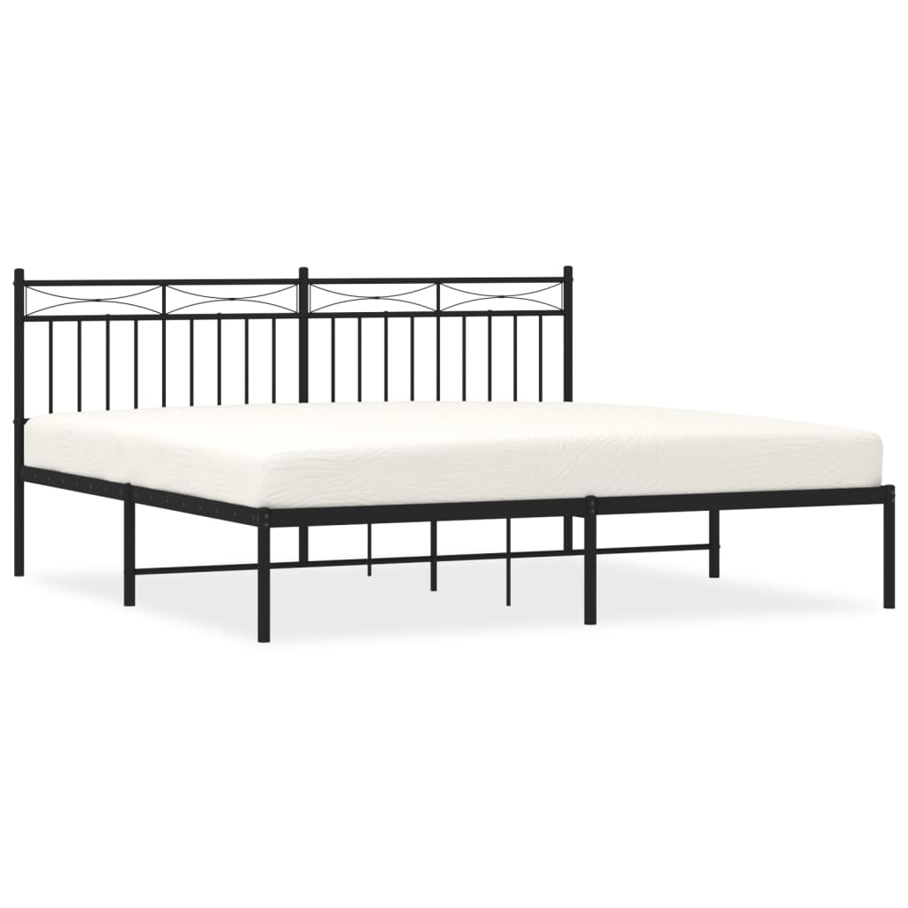 8721012210042_a_en_hd_1 vidaXL Metal Bed Frame without Mattress with Headboard Black 183x203 cm King - Image 2