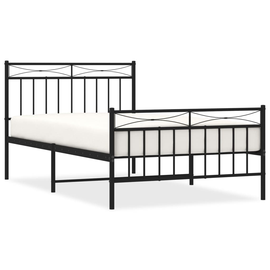 8721012210141_a_en_hd_1 vidaXL Metal Bed Frame without Mattress with Footboard Black 107x203 cm King Single - Image 2