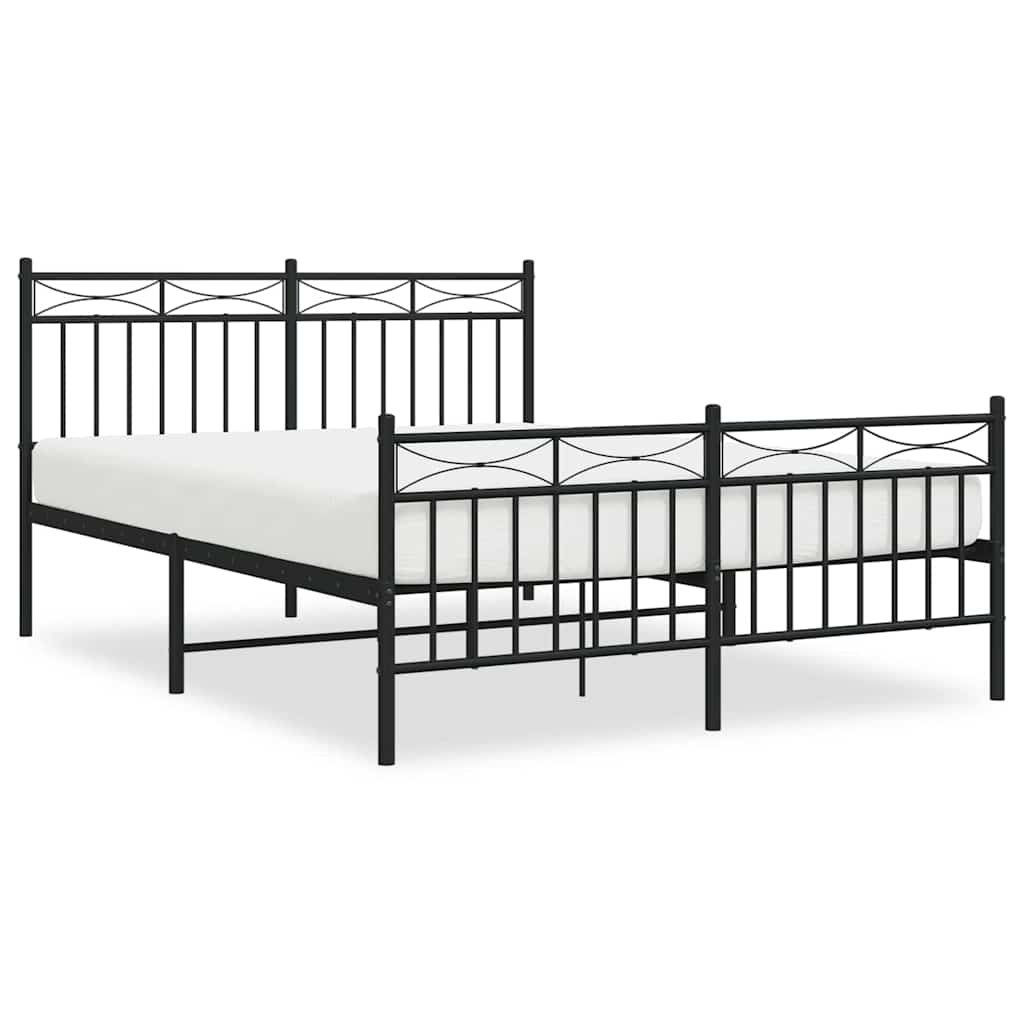 8721012210172_a_en_hd_1 vidaXL Metal Bed Frame without Mattress with Footboard Black 135x190 cm - Image 2
