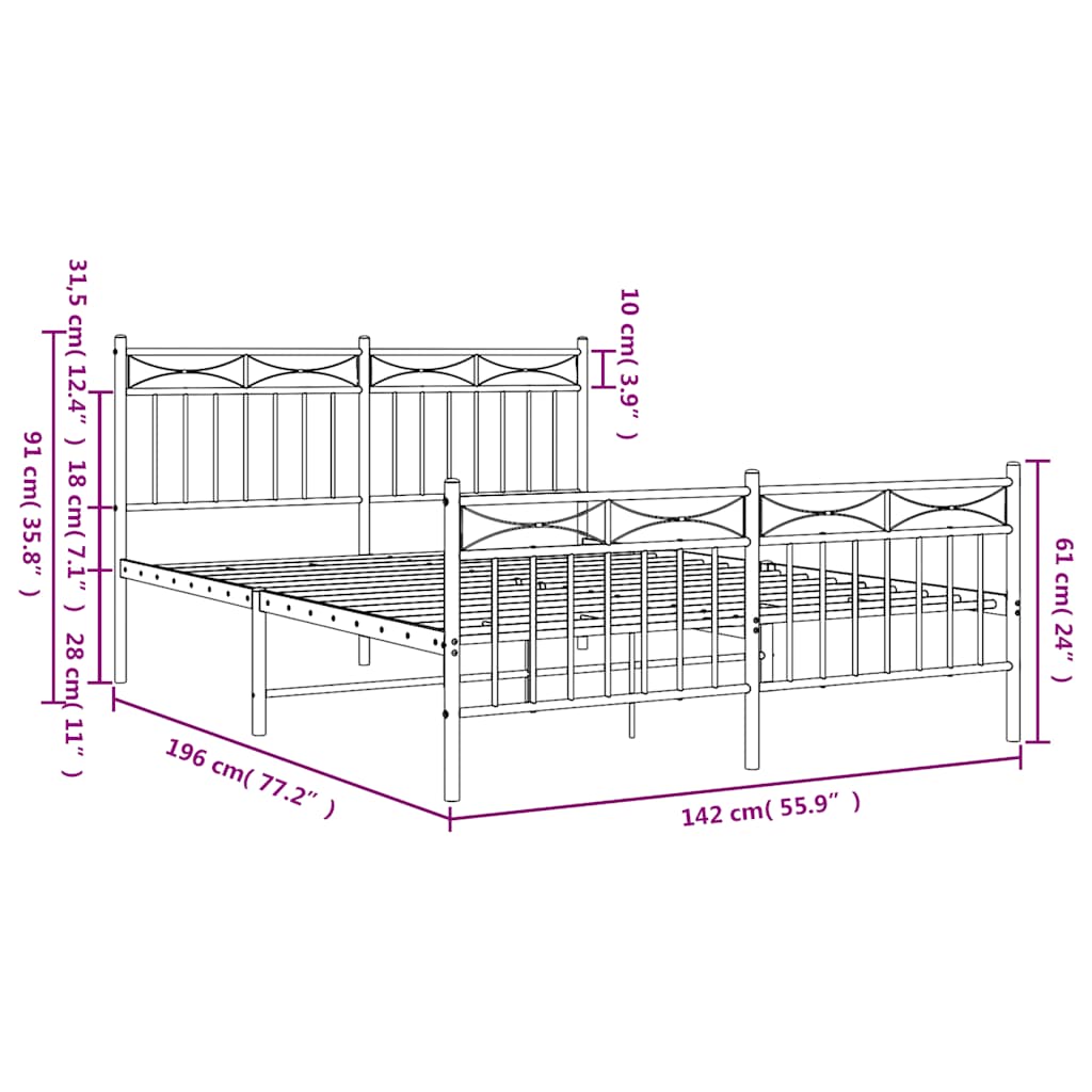 8721012210172_g_en_hd_8 vidaXL Metal Bed Frame without Mattress with Footboard Black 135x190 cm - Image 10